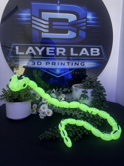 Glow in the Dark Articulated Snake – 3D Printed Fidget