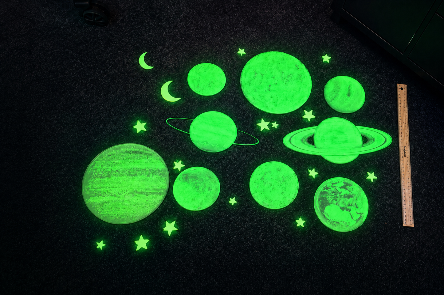 Luma Nights - Glow-in-the-Dark Planets Wall Decor | 3D Printed Solar System Set for Kids | Galaxy Room
