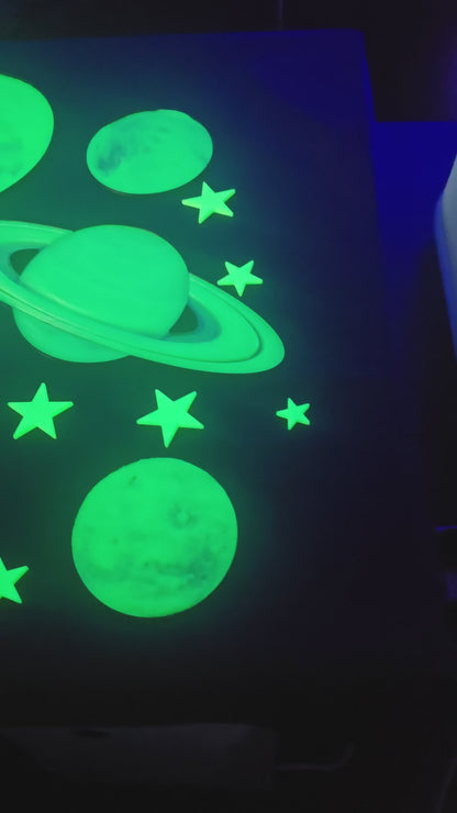 Luma Nights - Glow-in-the-Dark Planets Wall Decor | 3D Printed Solar System Set for Kids | Galaxy Room